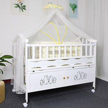Adjustable Eco Baby Wood Crib With Drawers