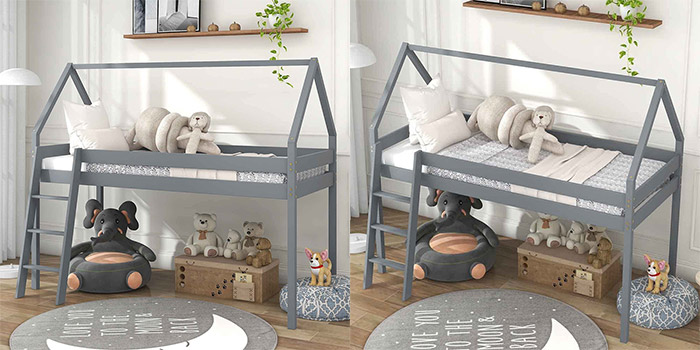 Eco-friendly Kids House Loft Beds With Stairs