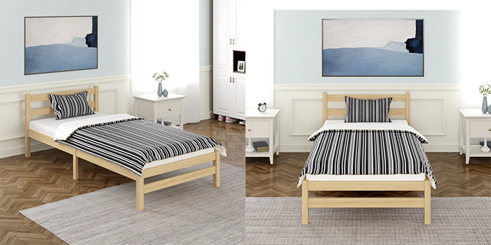Single Bed Solid Wood Bed Frame For Kids