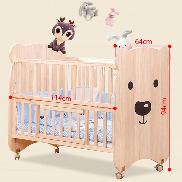 Wholesale Movable Solid Wood Baby Cartoon Crib