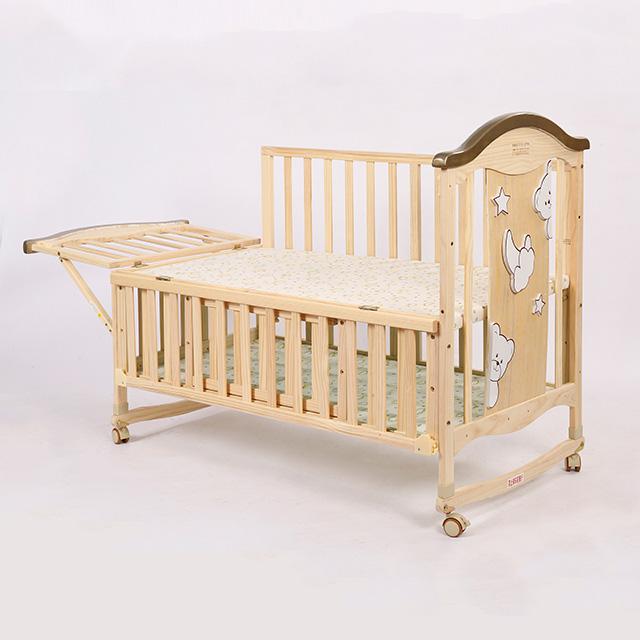 Custom Multifunctional Natural Baby Wooden Cot