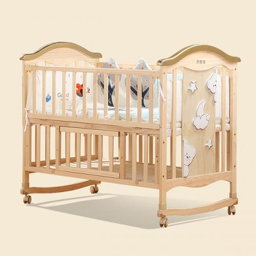Custom Multifunctional Natural Baby Wooden Cot