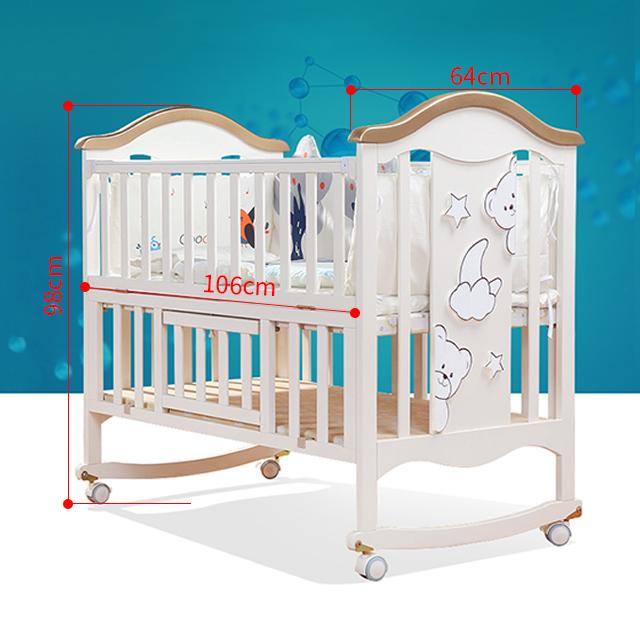 Multifunctional Solid Baby Wooden Cot