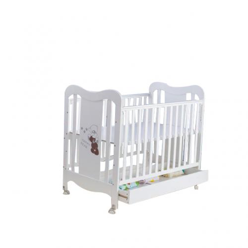 Adjustable White Durable Baby Cot Bed