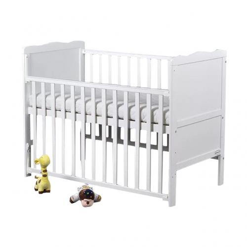 Adjustable White Wooden Baby Cot Bed